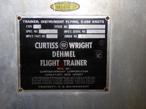 Curtiss Wright Dehmel Flight Trainer license plate
