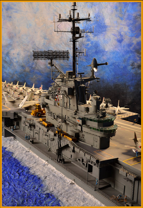 Portside bow view of the USS Oriskany model