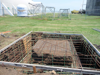 Hole in the ground ready for concrete