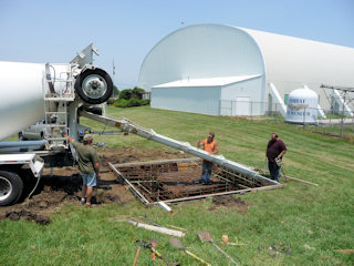 The concrete arrives